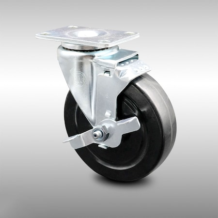 Service Caster 5 Inch SS Hard Rubber Wheel Swivel Top Plate Caster with Brake SCC-SS20S514-HRS-TLB